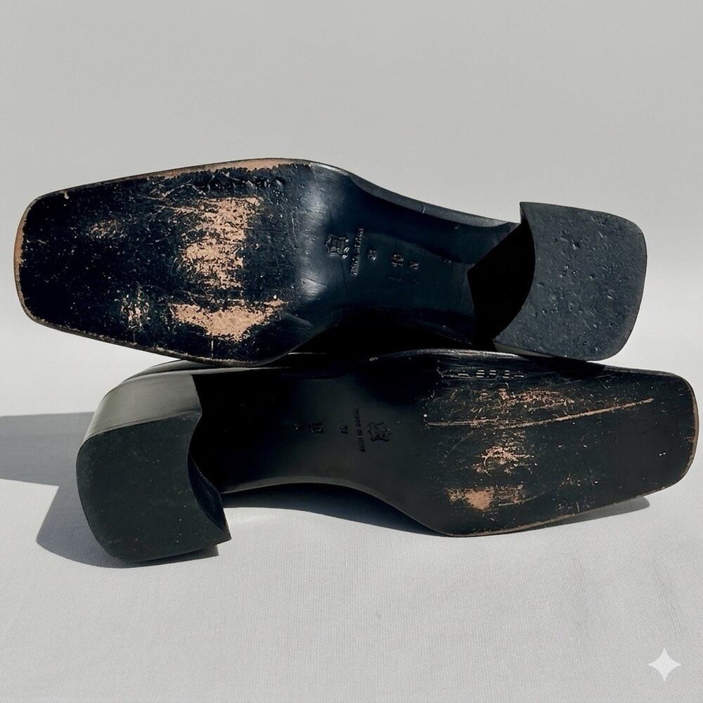 Via Spiga Made In Italy Women’s Black Fine Leather Slip On Heels Pumps Size 10 - Picture 9 of 11